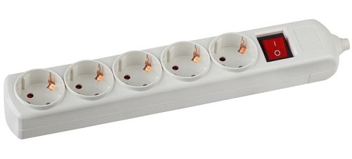 Колодка удлинителя с заземлением и выключателем ЭРА K-5es 5-м 16А 3500Вт белый картинка 